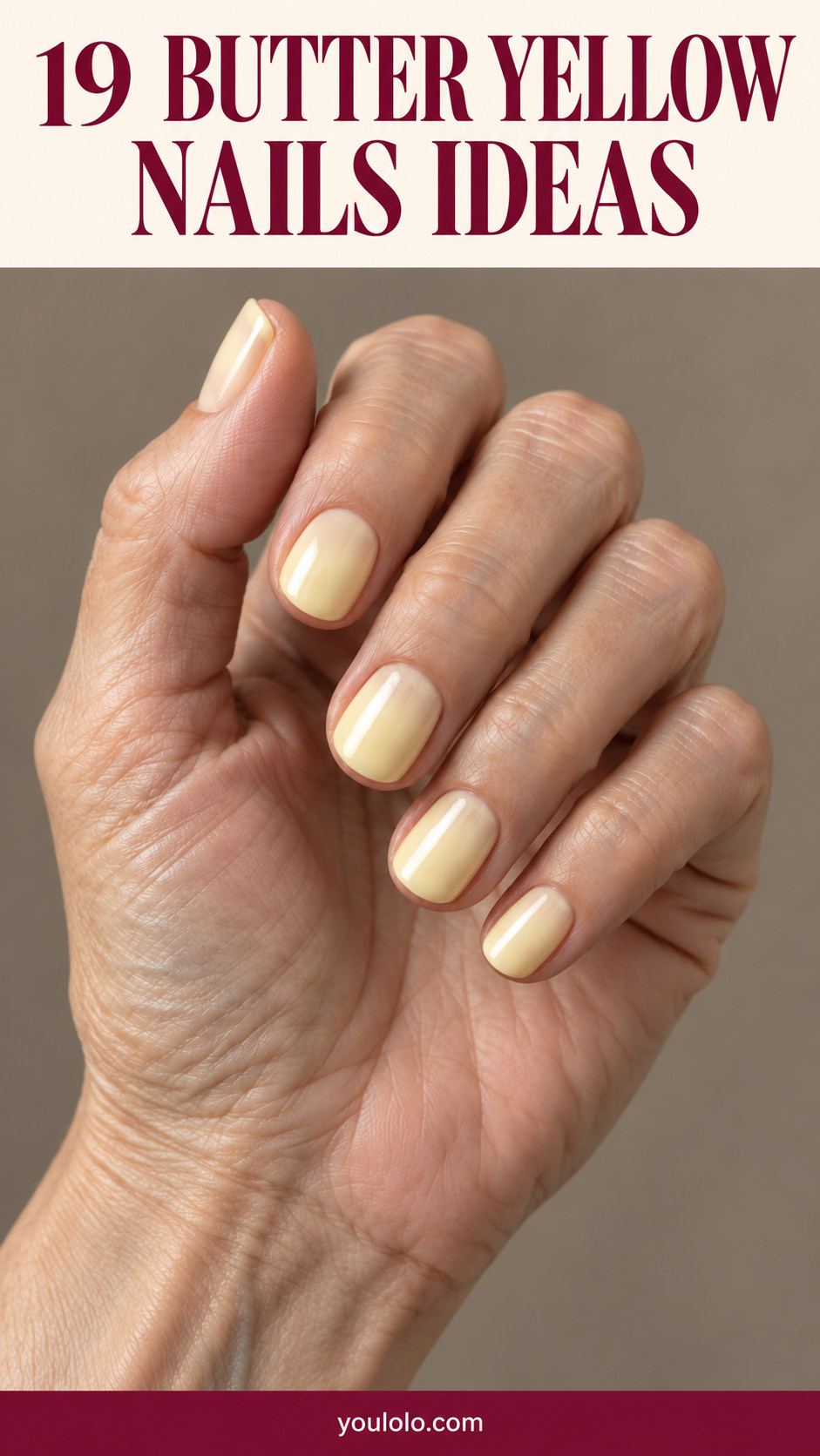 19 Butter Yellow Nails ideas on a realistic woman’s hand