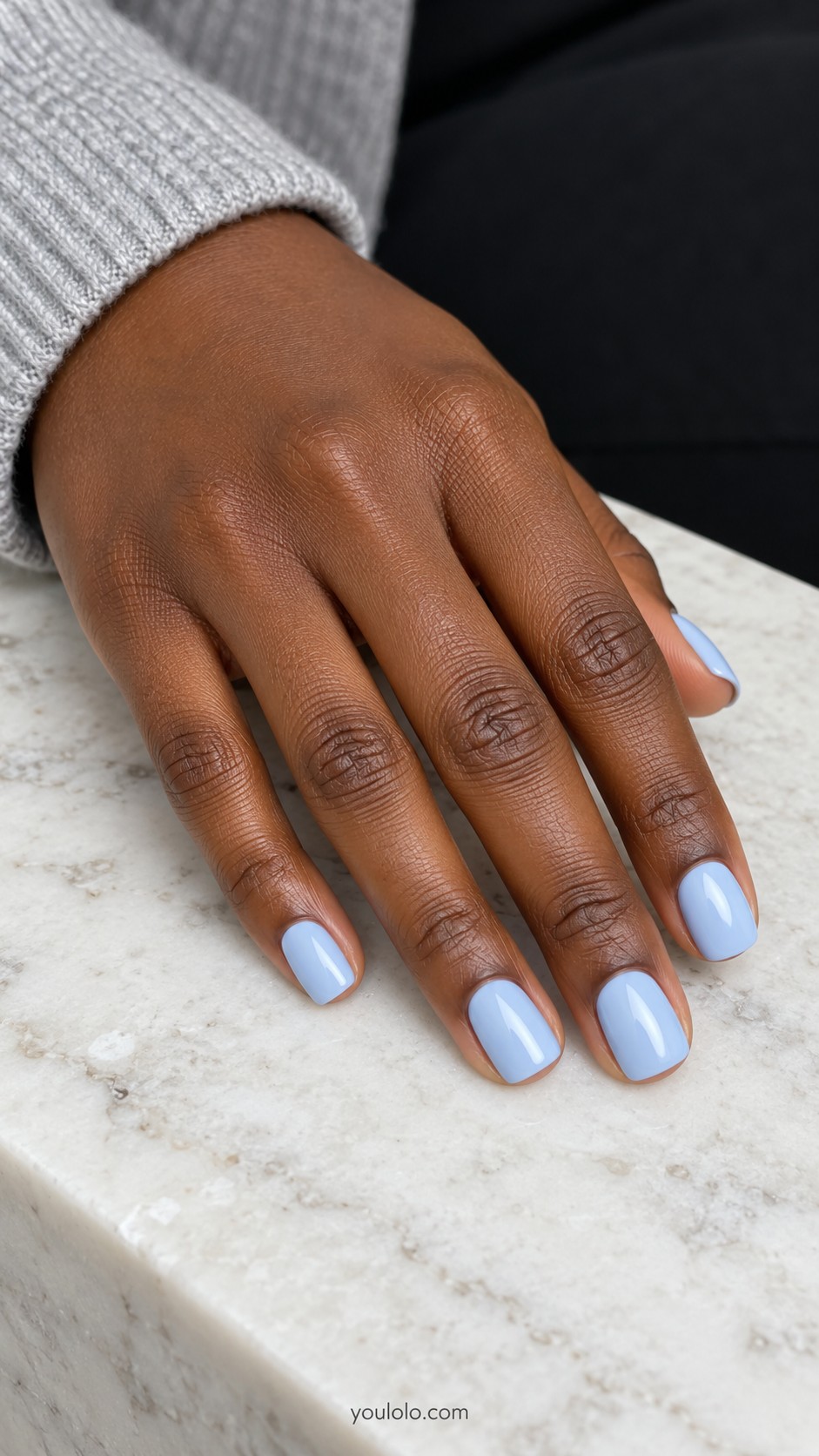 winter nails — Powder Blue Short Squares