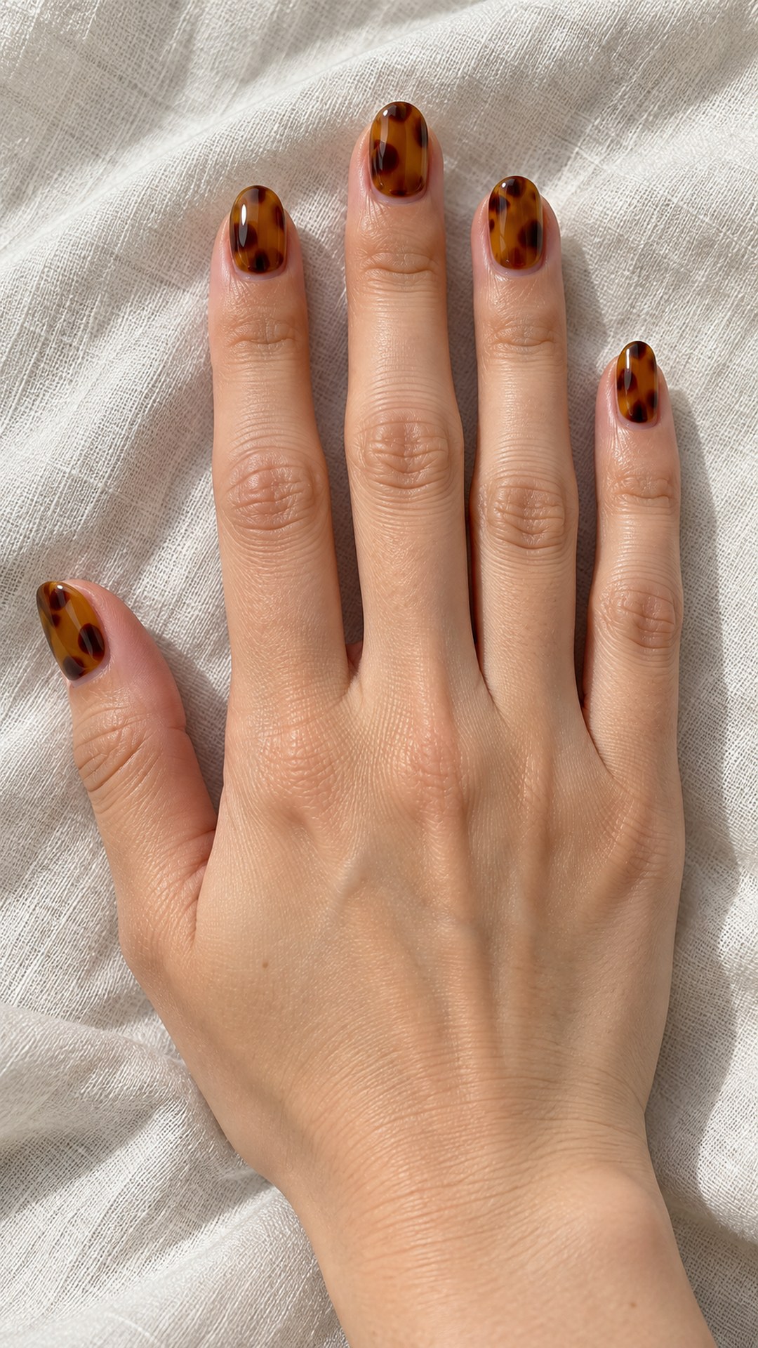 tortoise nails — Classic Amber Short Ovals