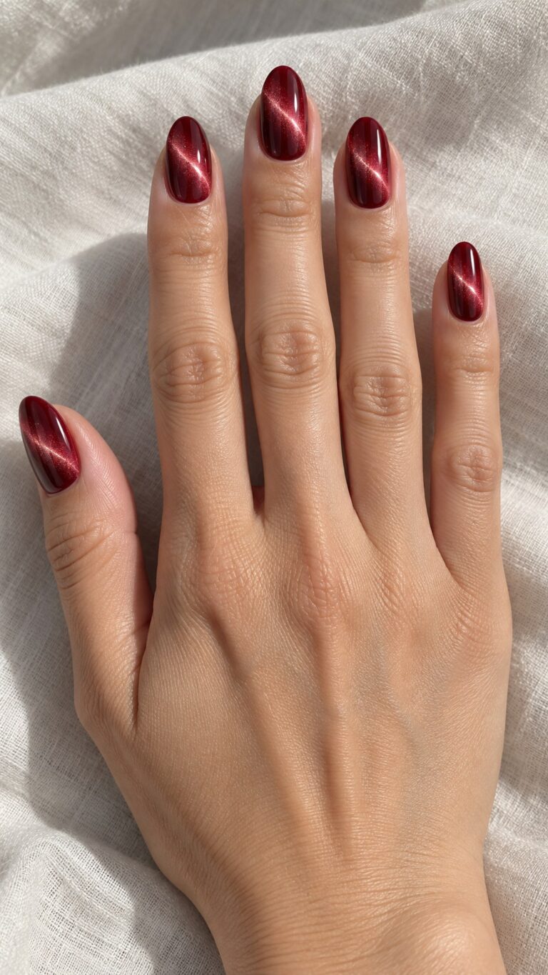 23 Red Cat Eye Nails Ideas with a Magnetic Glow