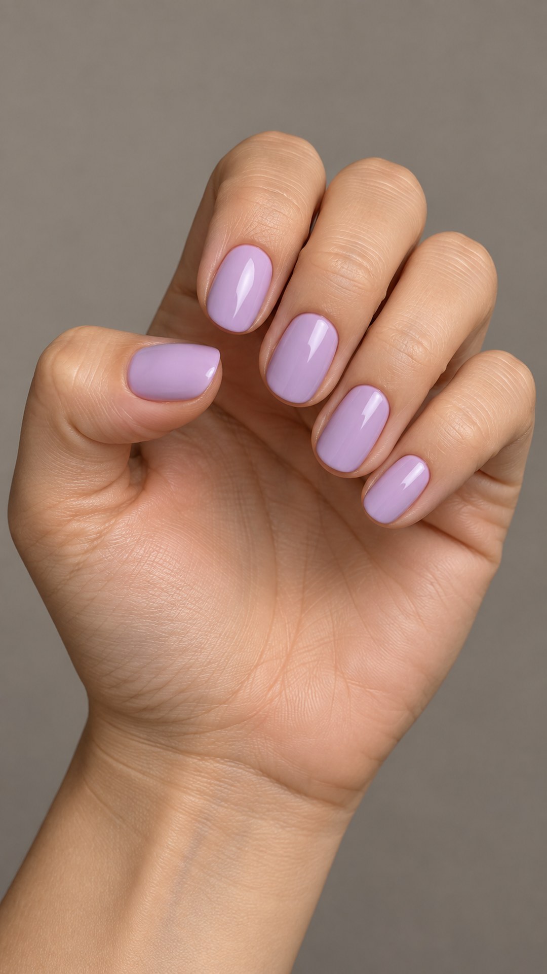 purple nail designs — Glossy Lilac Short Ovals