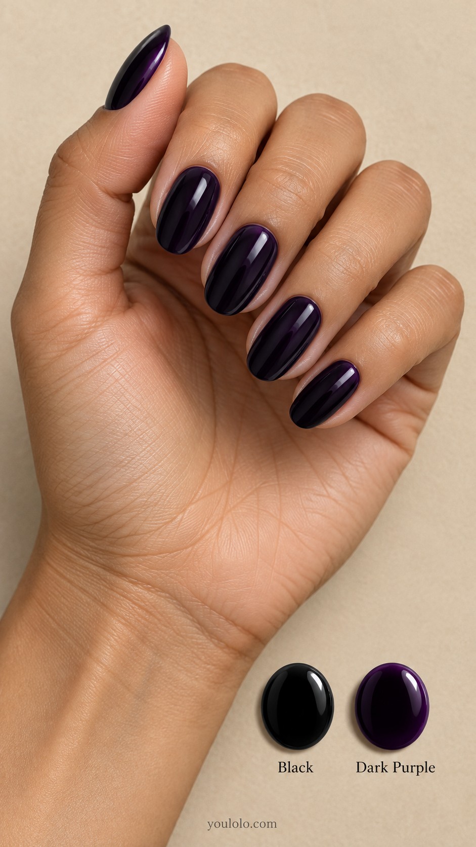 Dark Nails — Near-Black Purple Oval