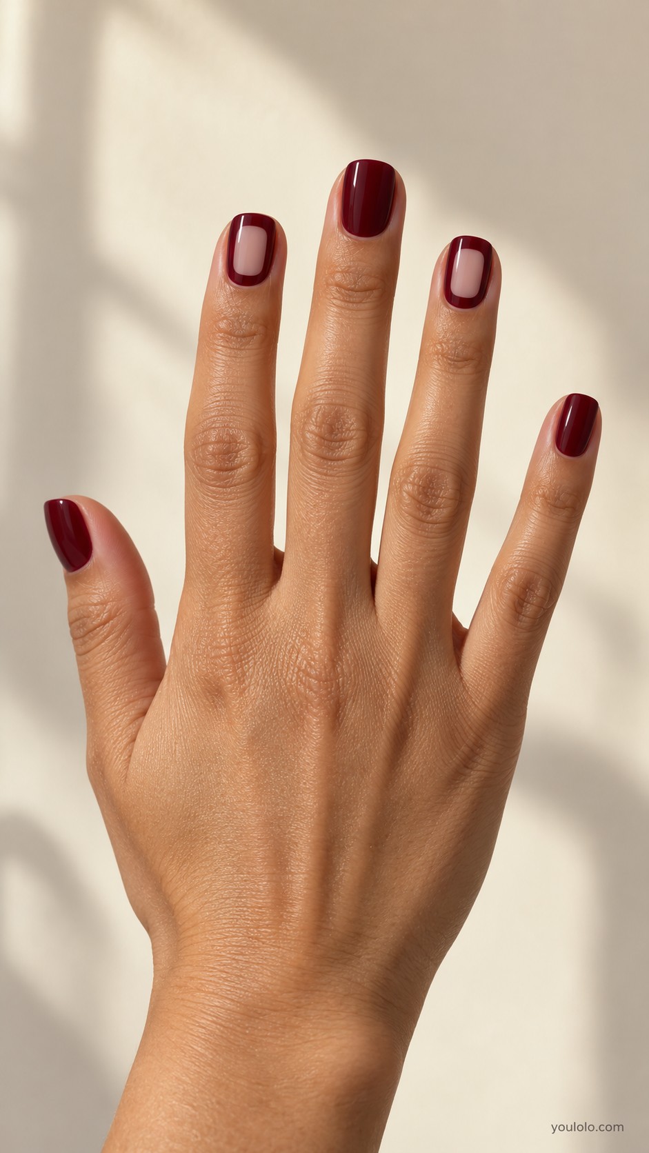 maroon nail art — Blush Windows in Maroon