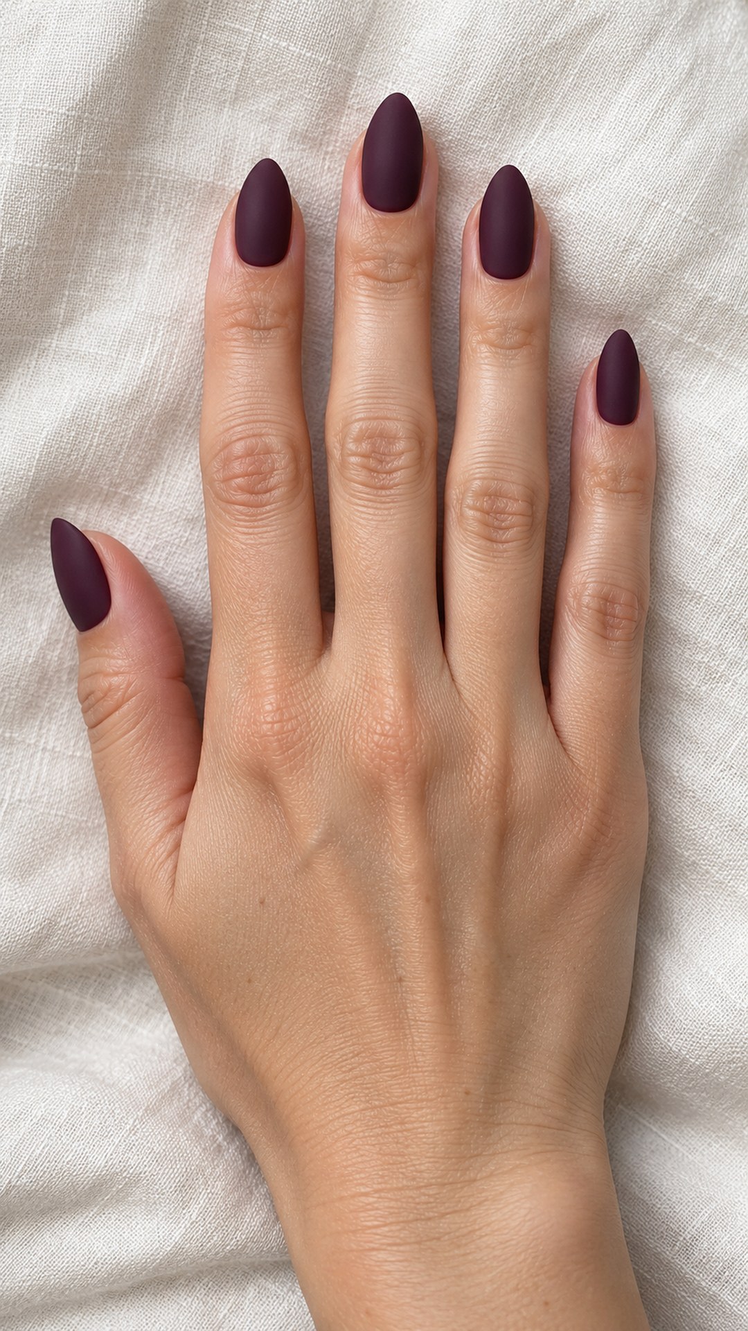 dark purple nails — Matte Plum Almonds