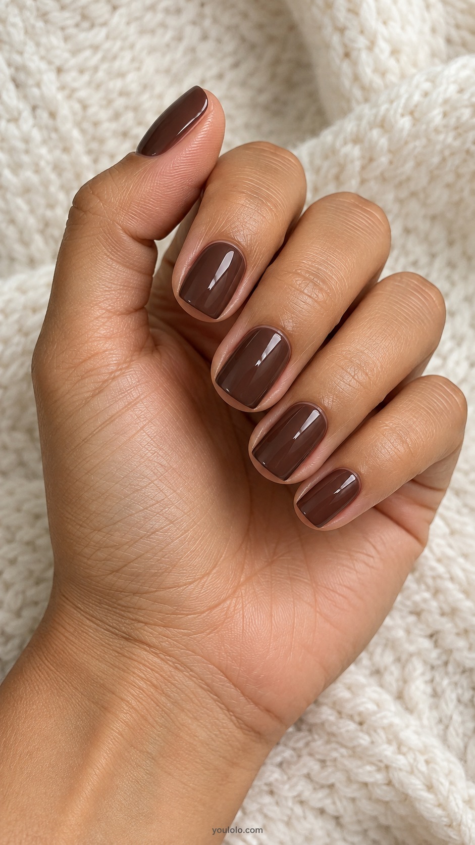 Bittersweet Soft Square — short soft square deep bittersweet cool brown cream glossy