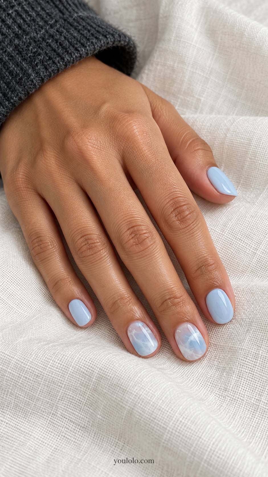 winter nails — Icy Blue Marble