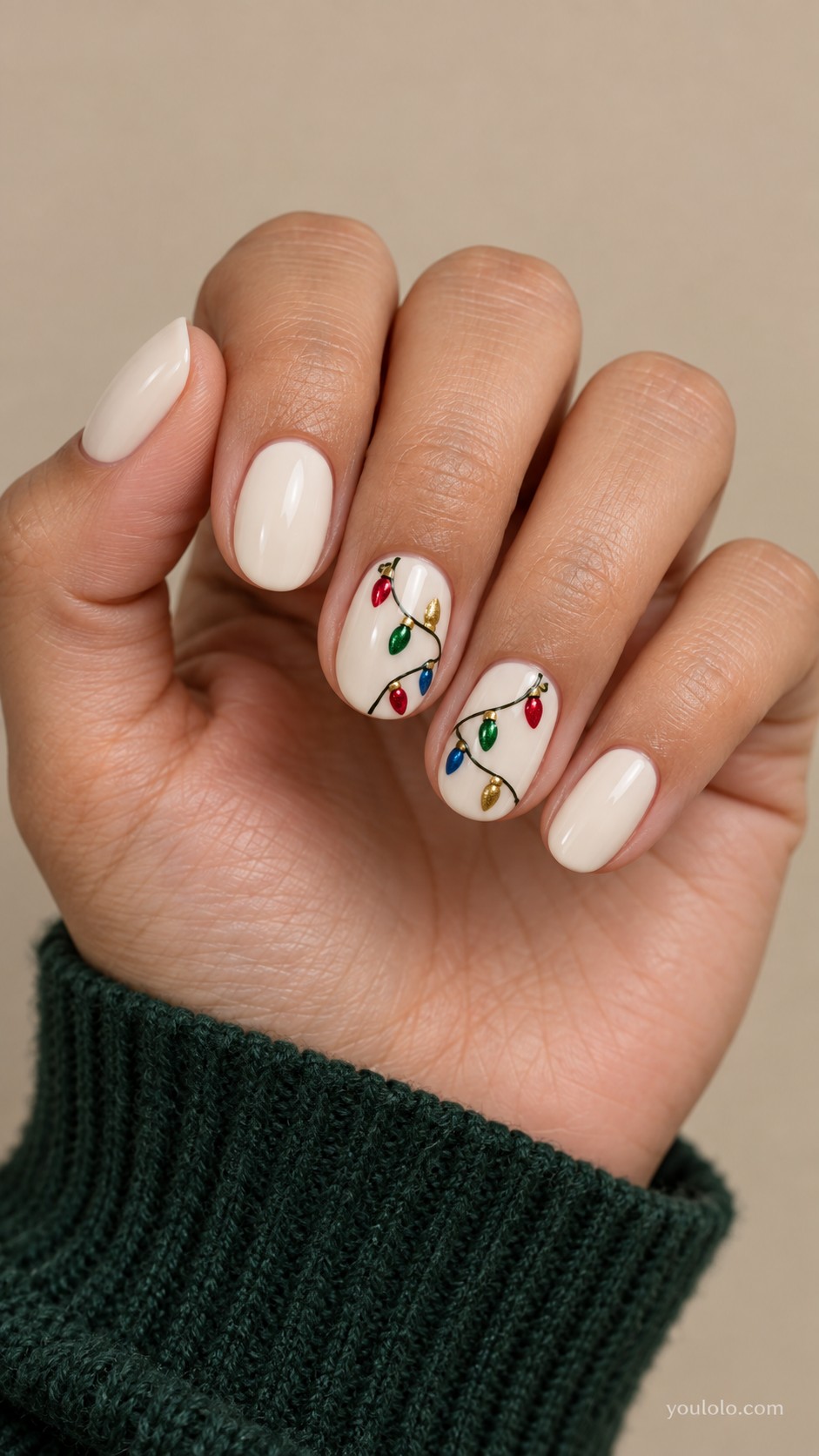 Christmas nails — Christmas Lights on Cream