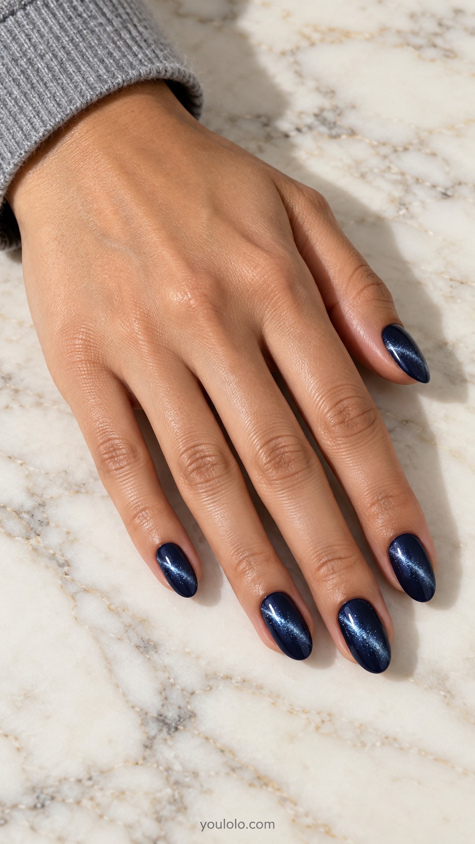 New Year nails — Midnight Blue Cat Eye