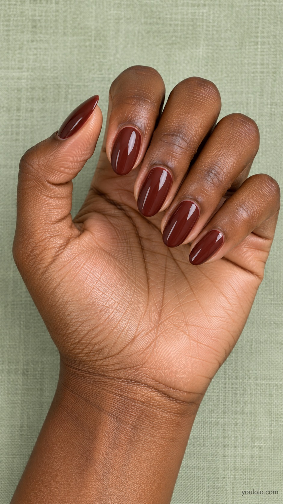 Mahogany Oval Gloss — medium oval deep red undertone mahogany brown opaque gloss