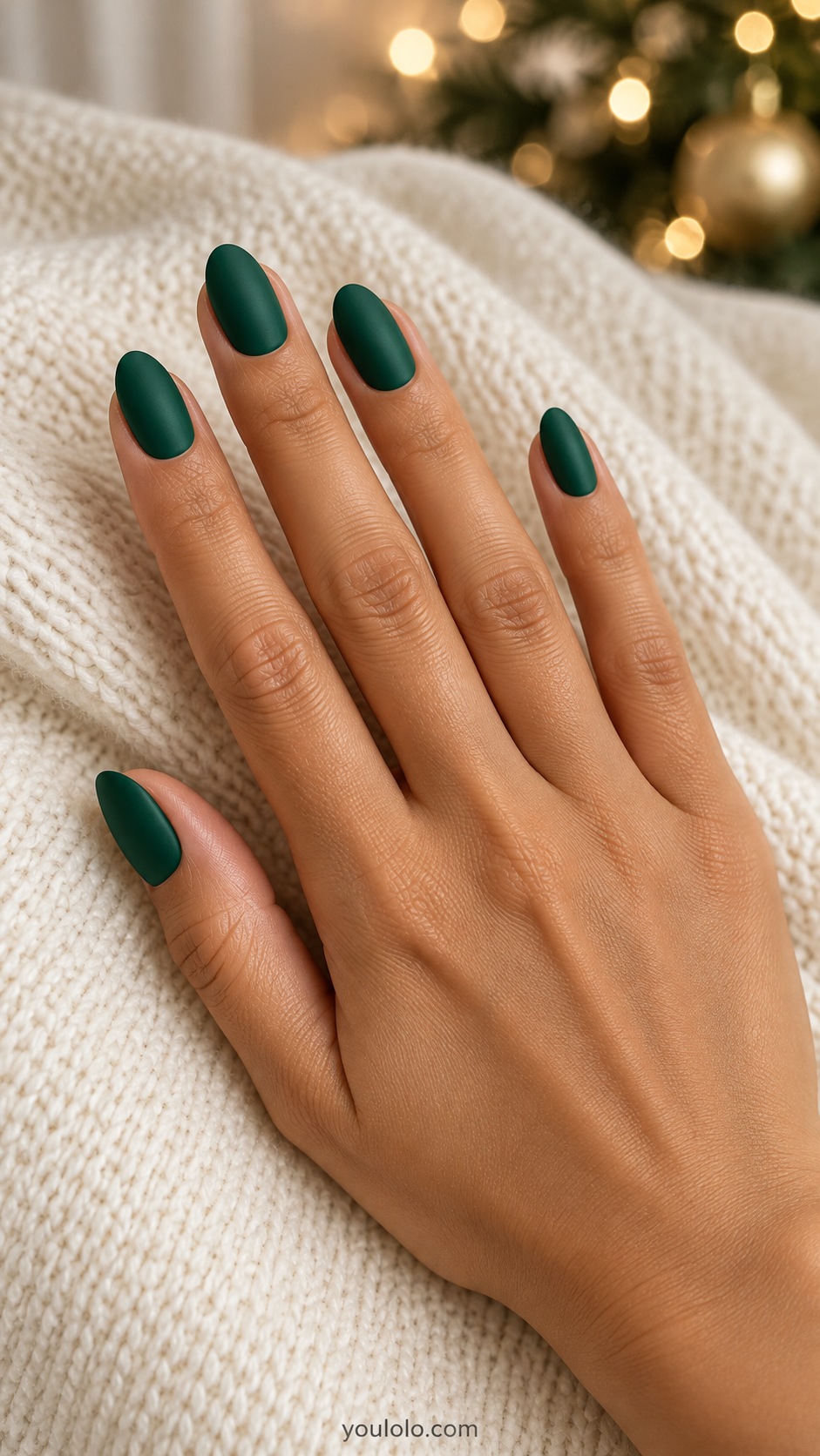 Medium oval deep emerald green matte finish no shimmer no art