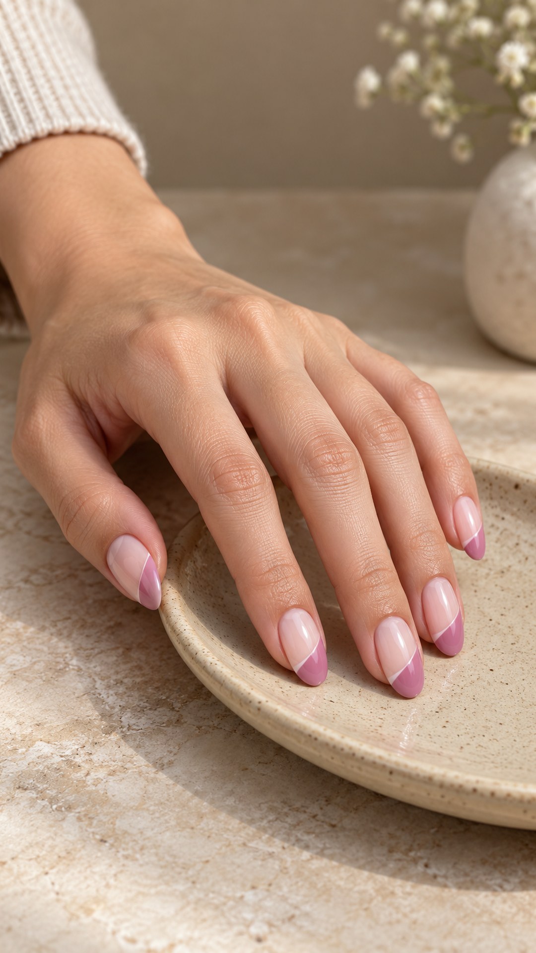 purple nail designs — Orchid Diagonal Tips