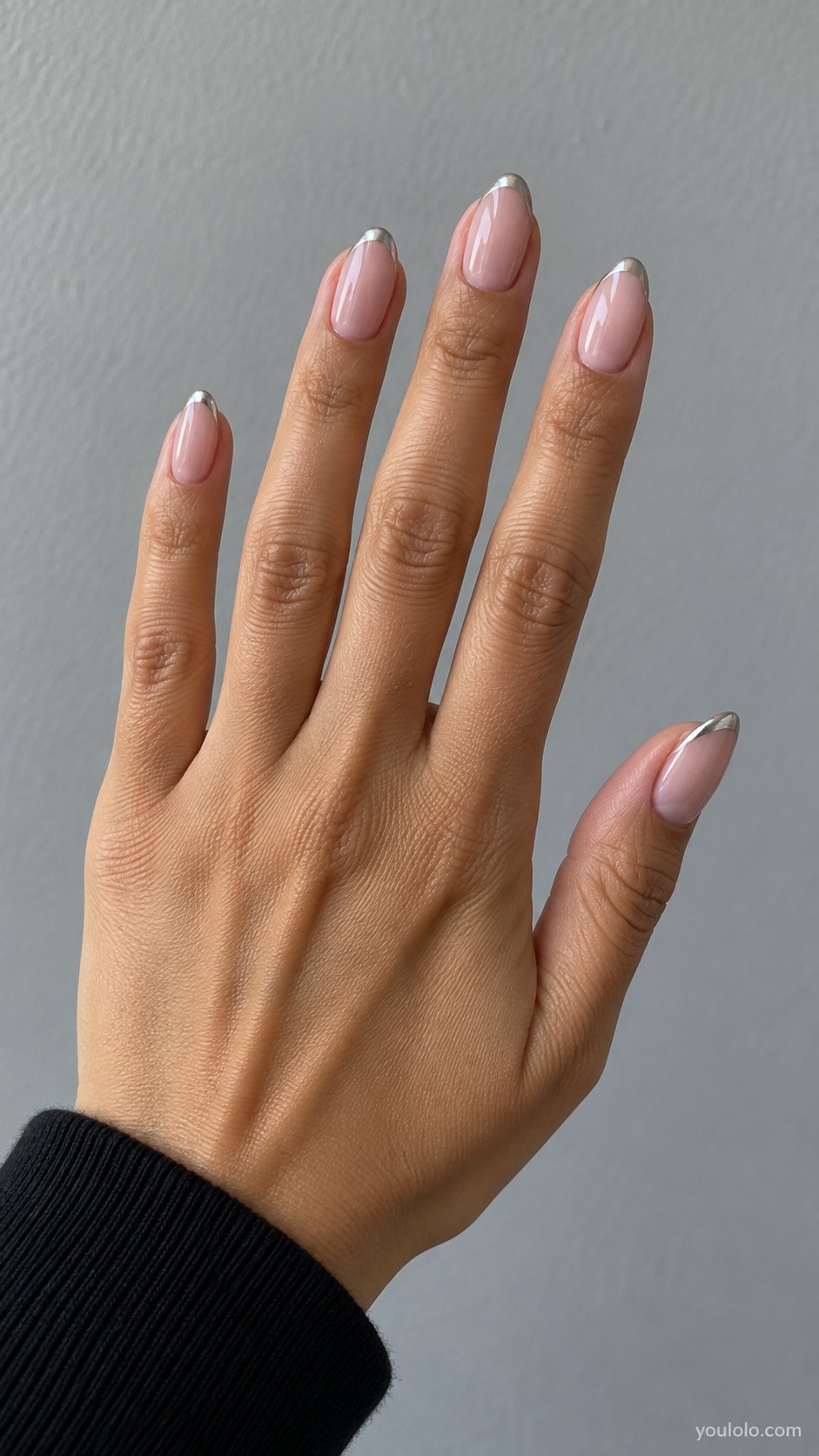 New Year nails — Silver French Edges