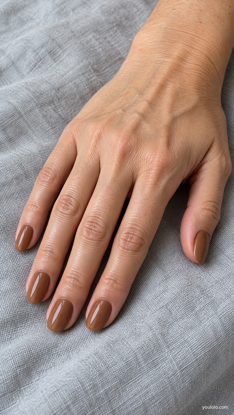 Maple Medium Ovals — medium oval nails warm maple medium brown cream gloss