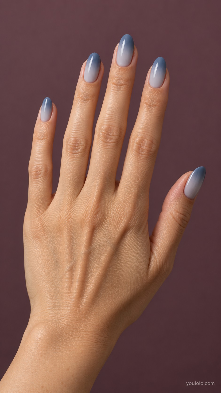 winter nails — Blue-Gray Ombre