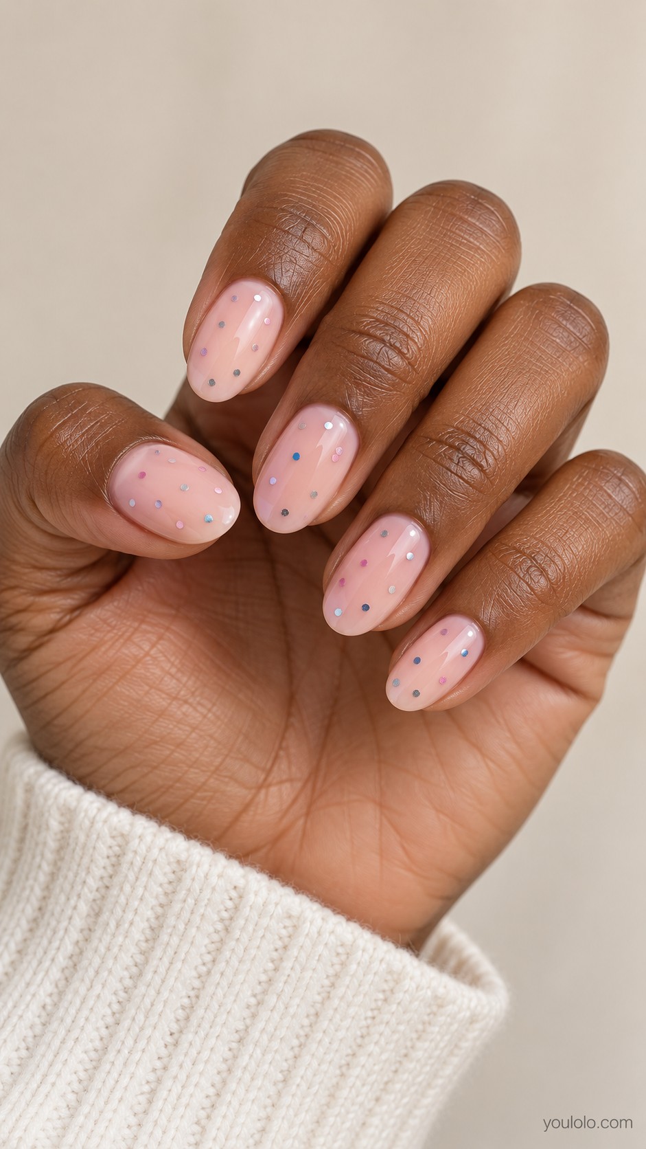 New Year nails — Soft Confetti Dots