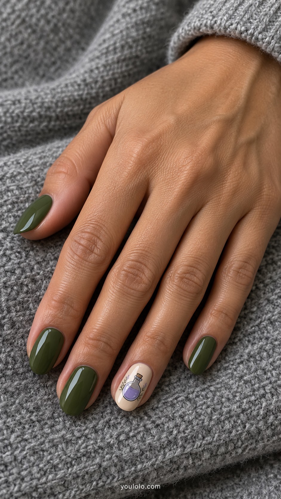 Witchy Nails — Moss Green Potion Bottle