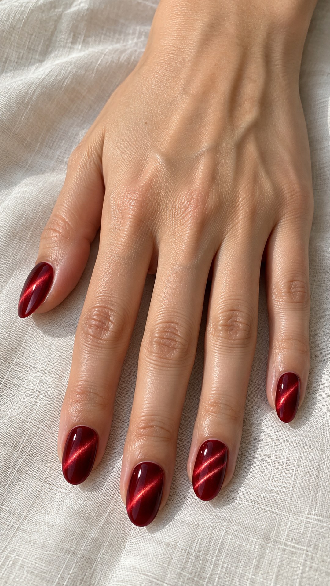 red cat eye nails — Double-Band Ruby Accent