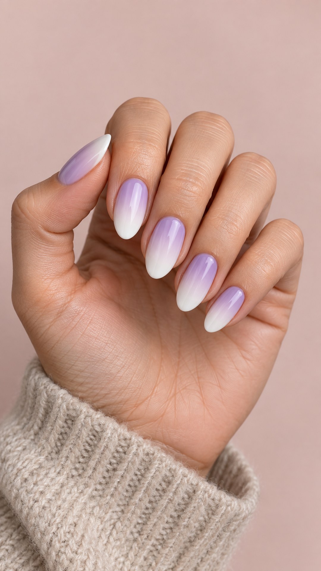 purple nail designs — Lavender to Milky White Ombre