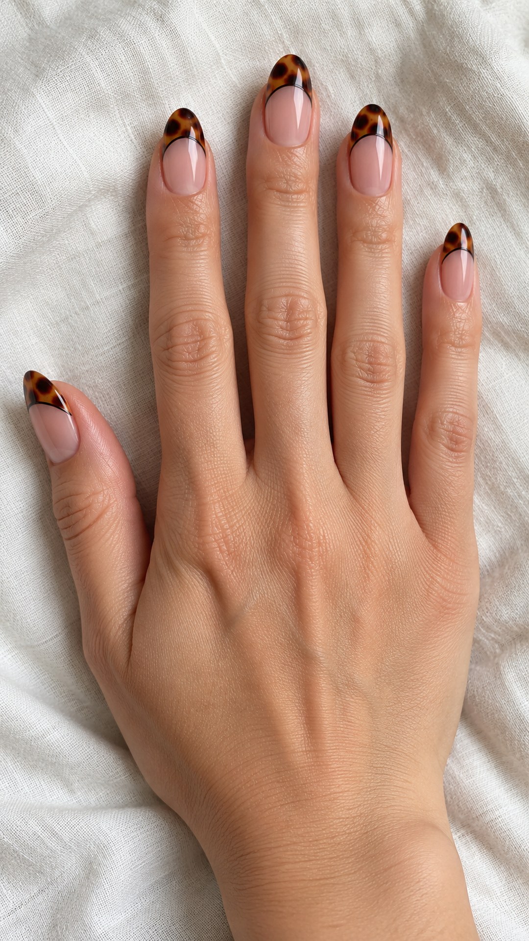 tortoise nails — Tortoise French with a Black Hairline