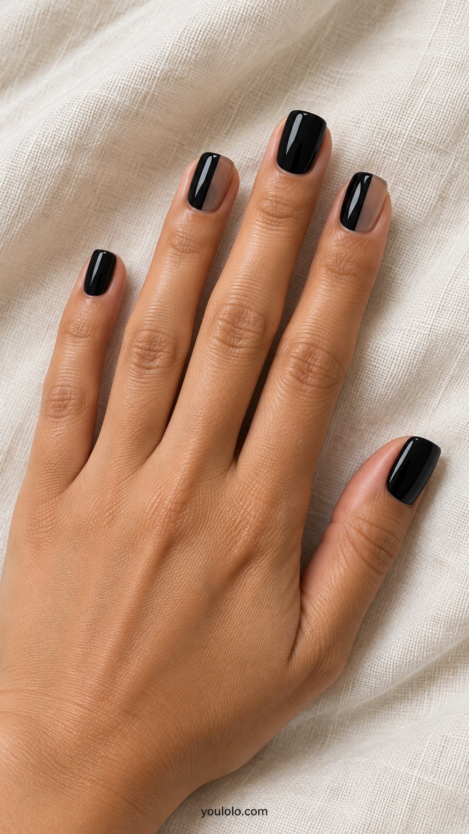 Dark Nails — Black and Smoky Clear Split