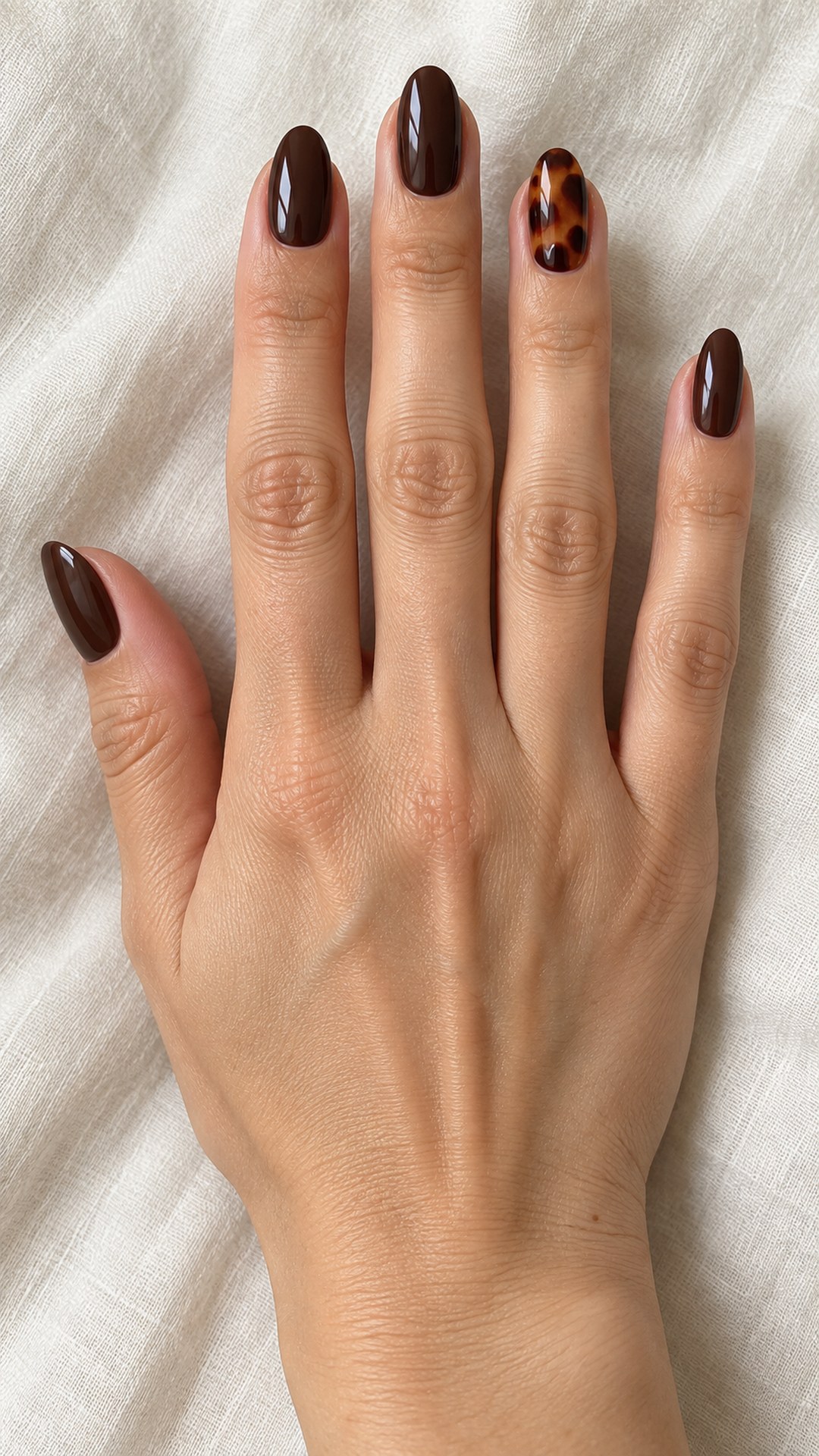 tortoise nails — Single Tortoise Accent with Espresso