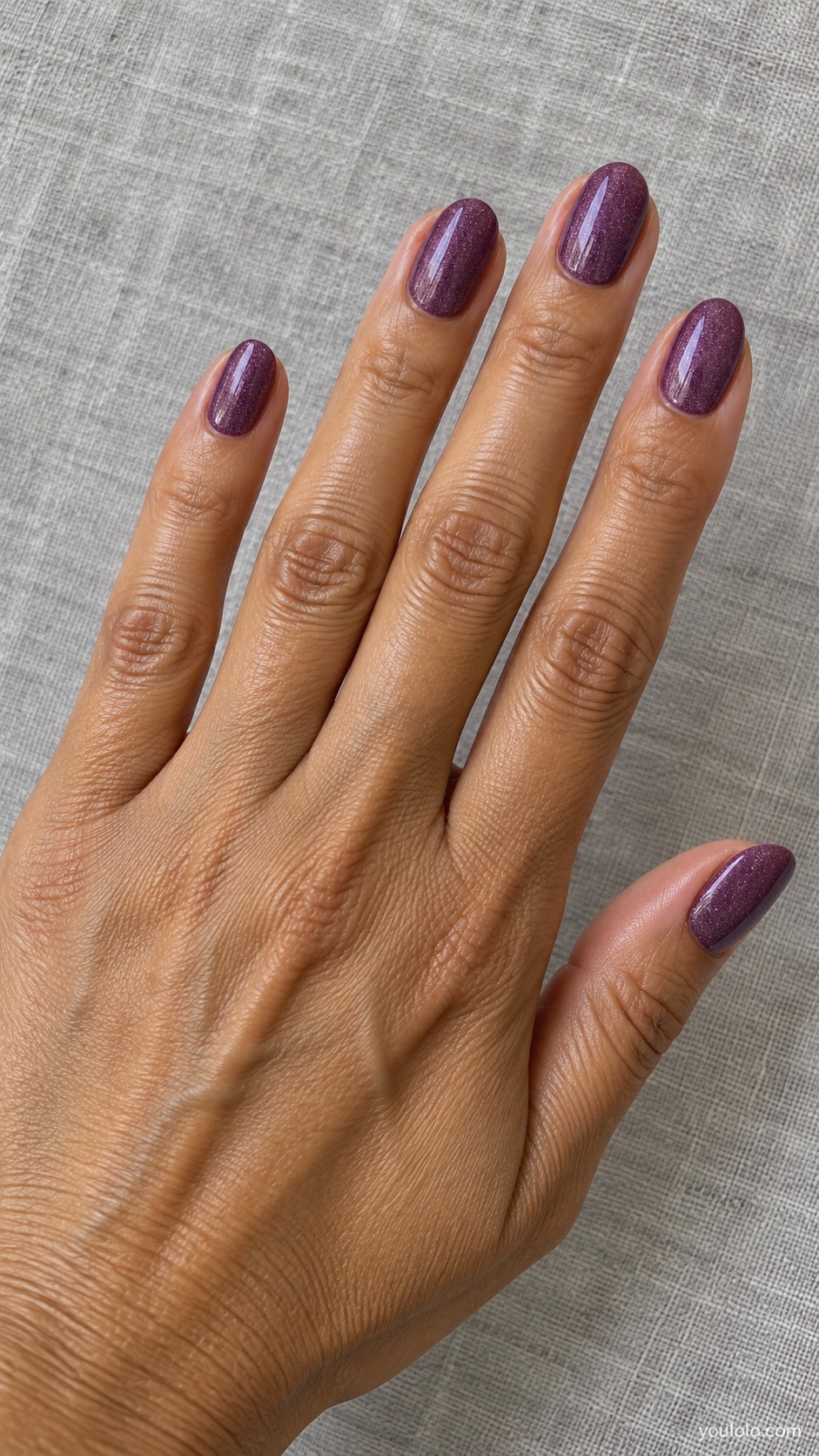 Medium oval nails medium amethyst purple fine shimmer no cat eye