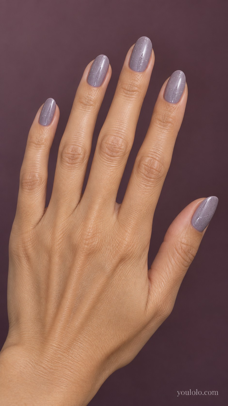 winter nails — Lavender-Gray with Fine Silver Specks