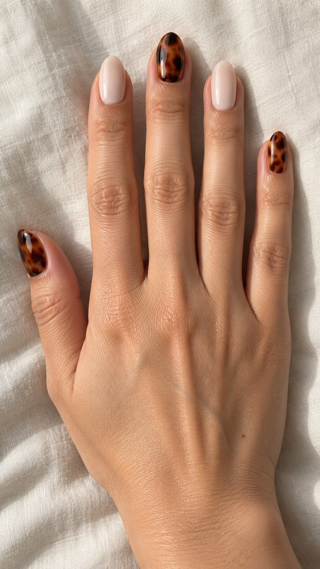 tortoise nails — Tortoise and Milky Cream Alternation