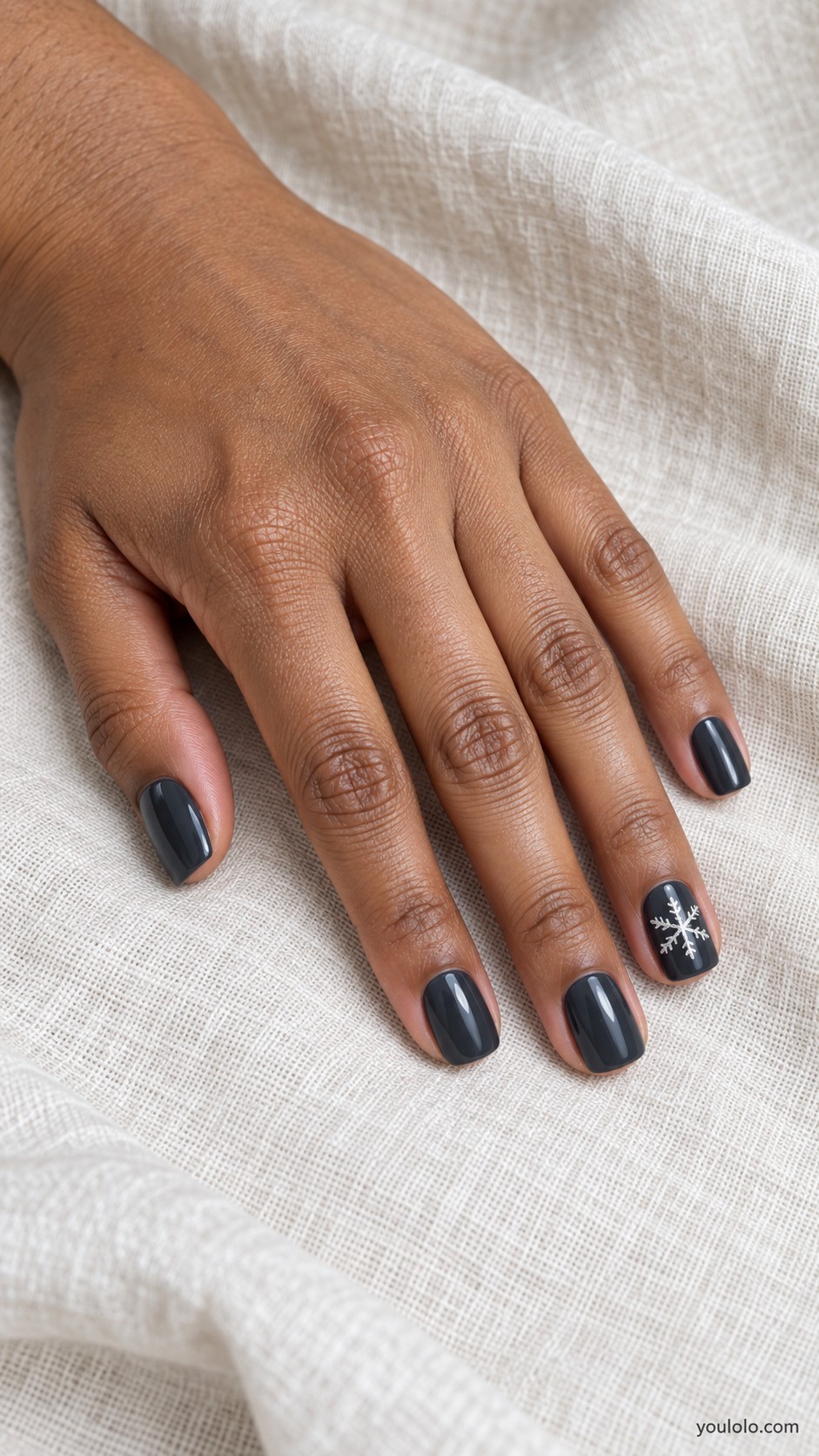 Christmas nail ideas — Charcoal with a Silver Snowflake