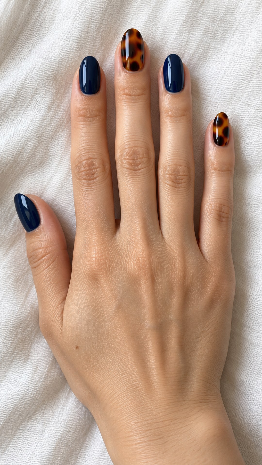 tortoise nails — Navy and Tortoise Mix