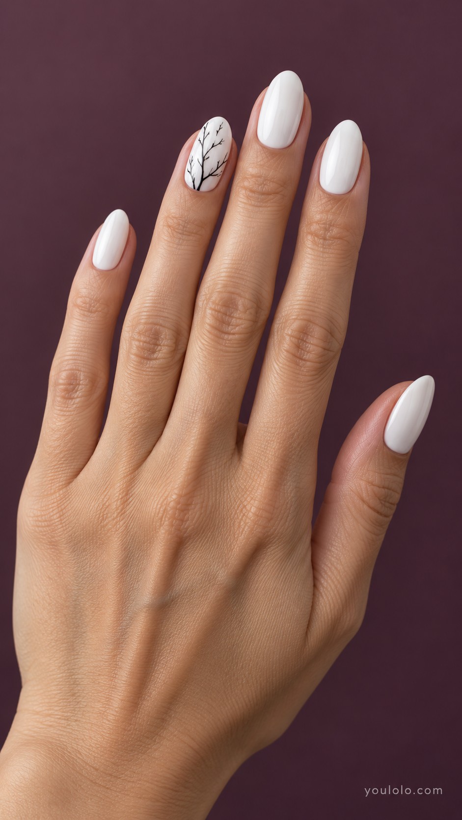 winter nails — Winter White with Black Twigs