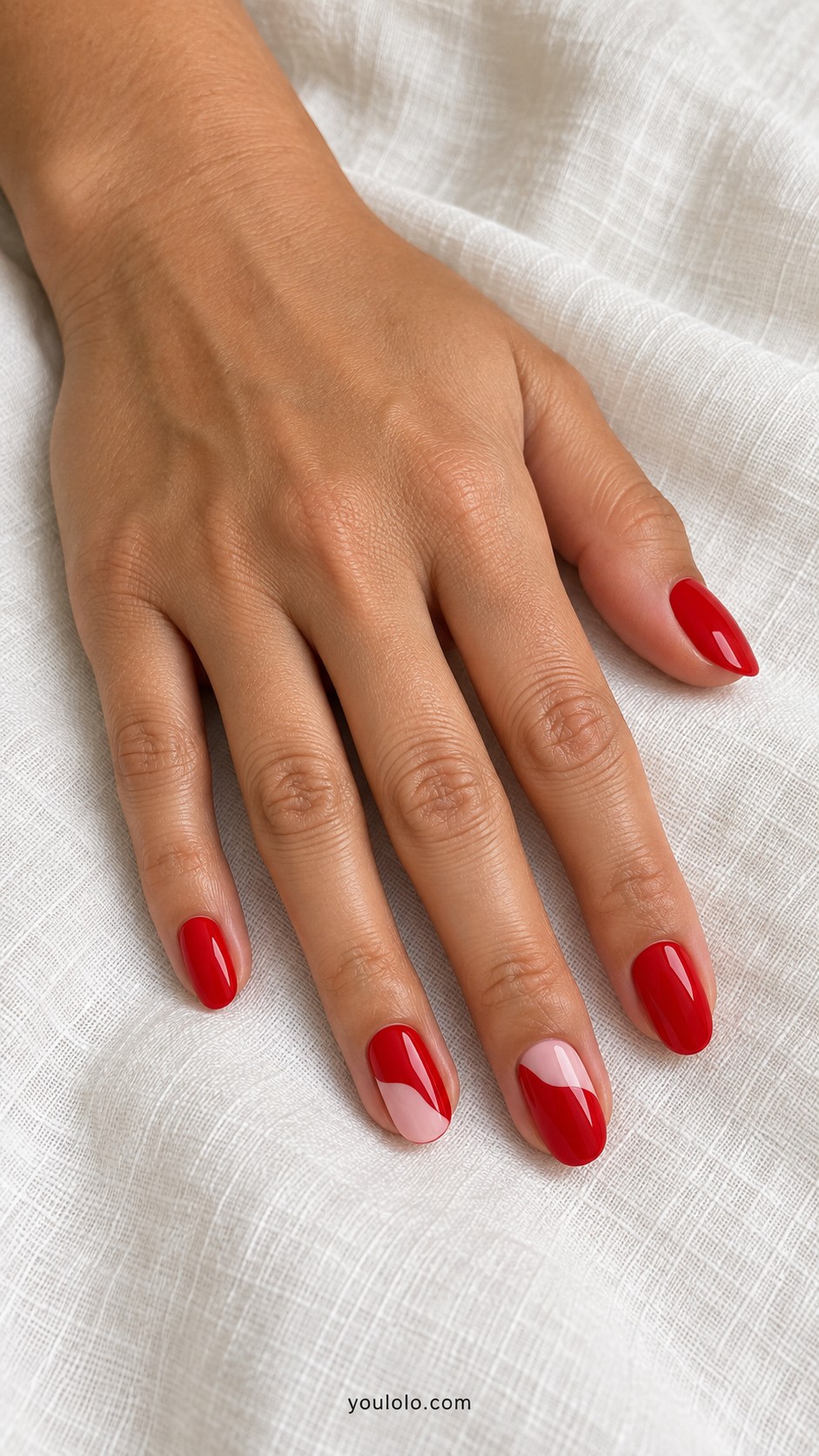 Cherry Red Nails — Cherry and Rose Color Blocks