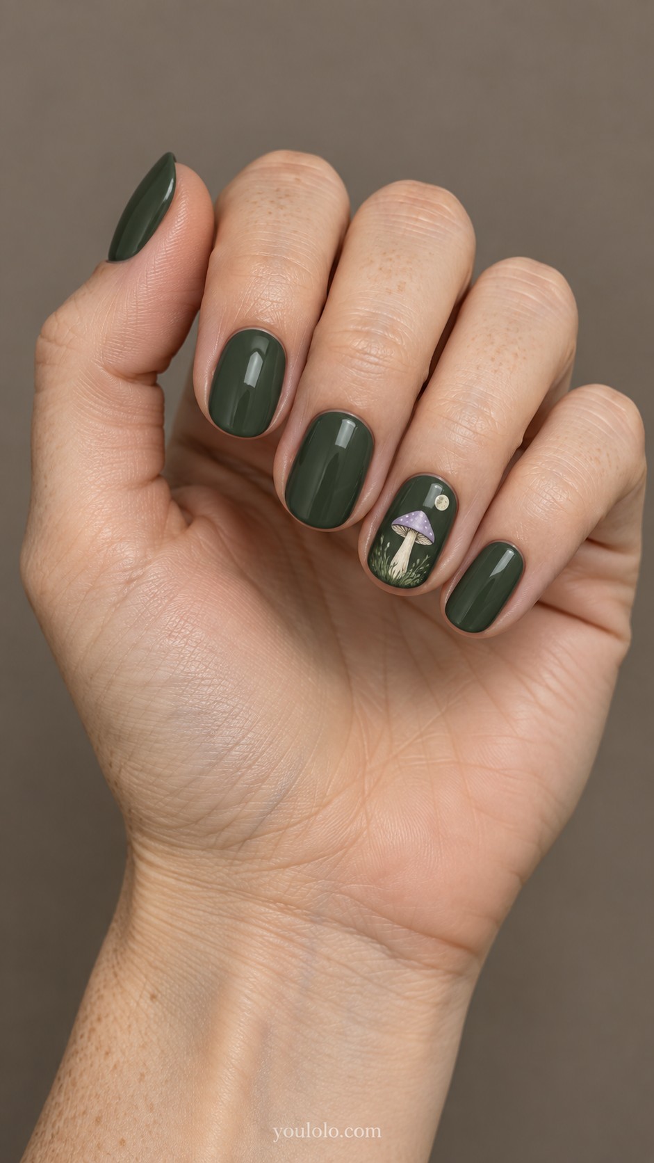 Witchy Nails — Moonlit Mushroom Accent