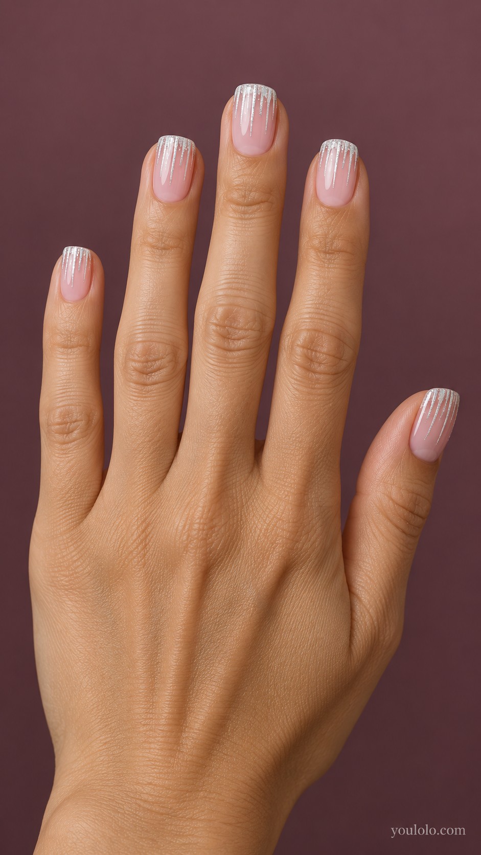 pink Christmas nails — Blush Icicle Tips