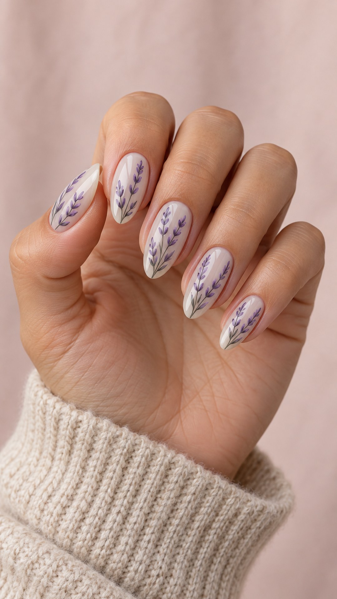 purple nail designs — Lavender Botanical Sprigs