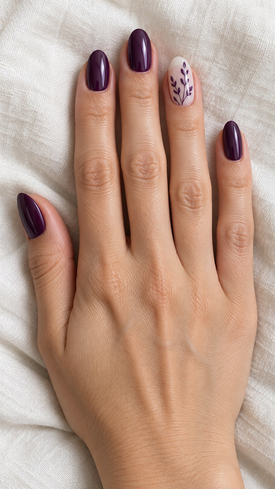 dark purple nails — Fine Purple Botanical Sprigs
