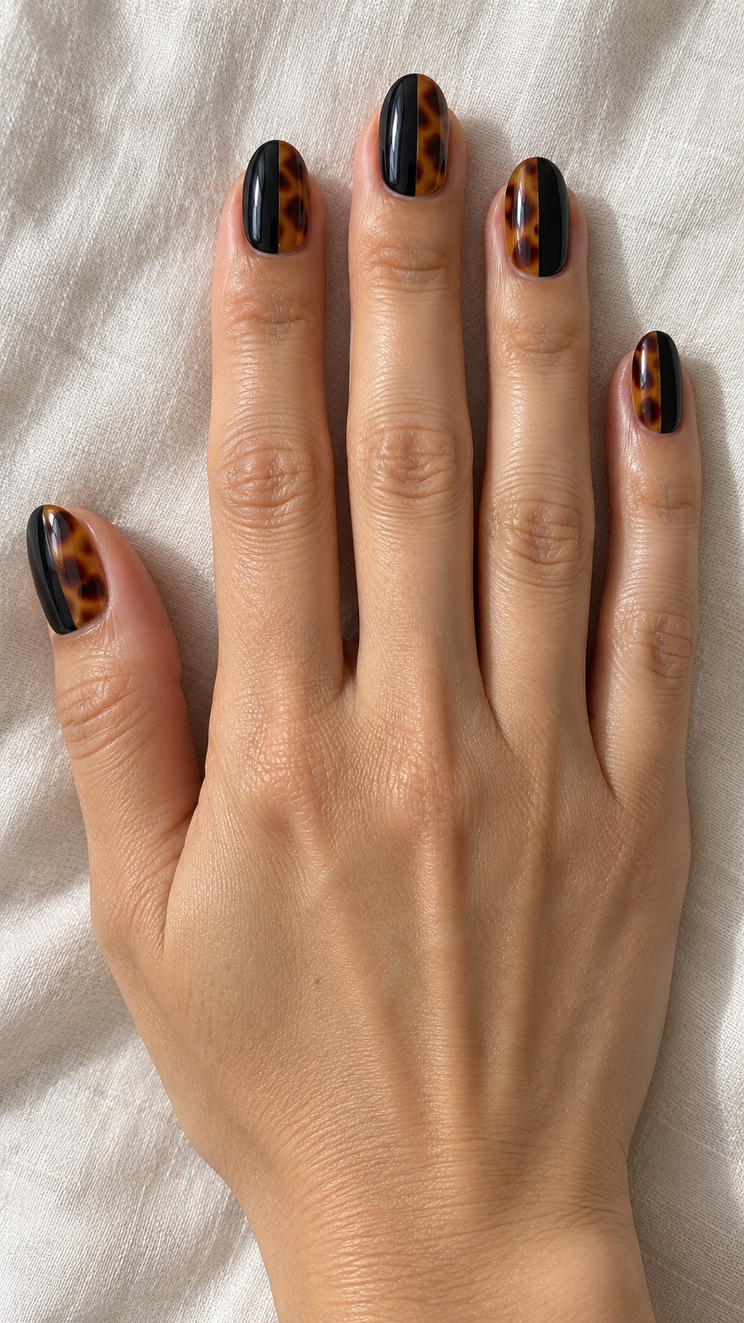 tortoise nails — Tortoise and Black Split Nails