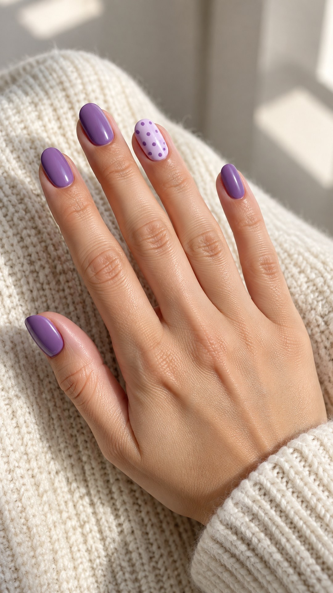 purple nail designs — Violet Dots on Lilac