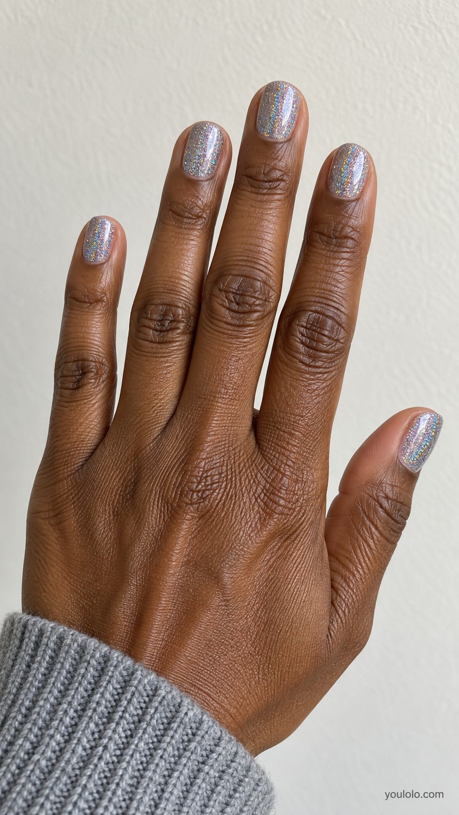 New Year nails — Holographic Silver Sparkle