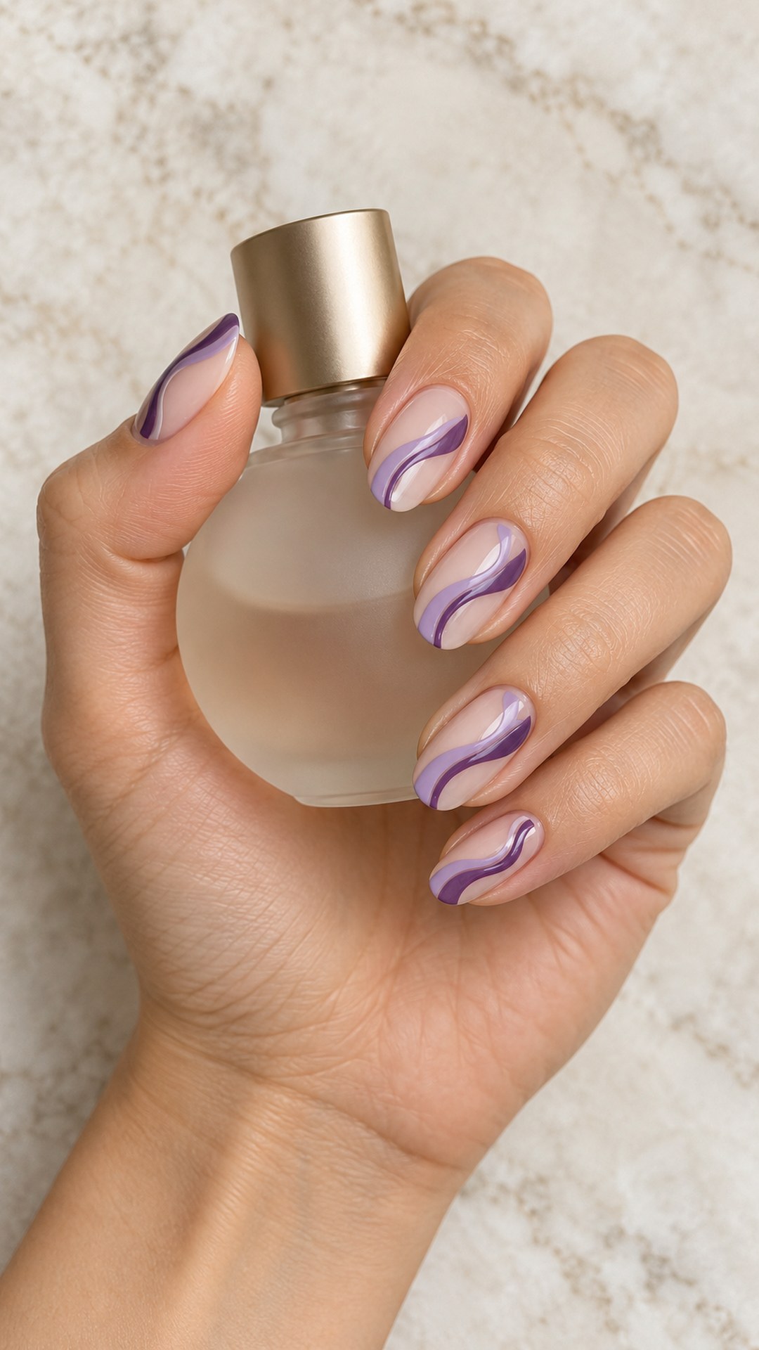 purple nail designs — Purple Abstract Waves