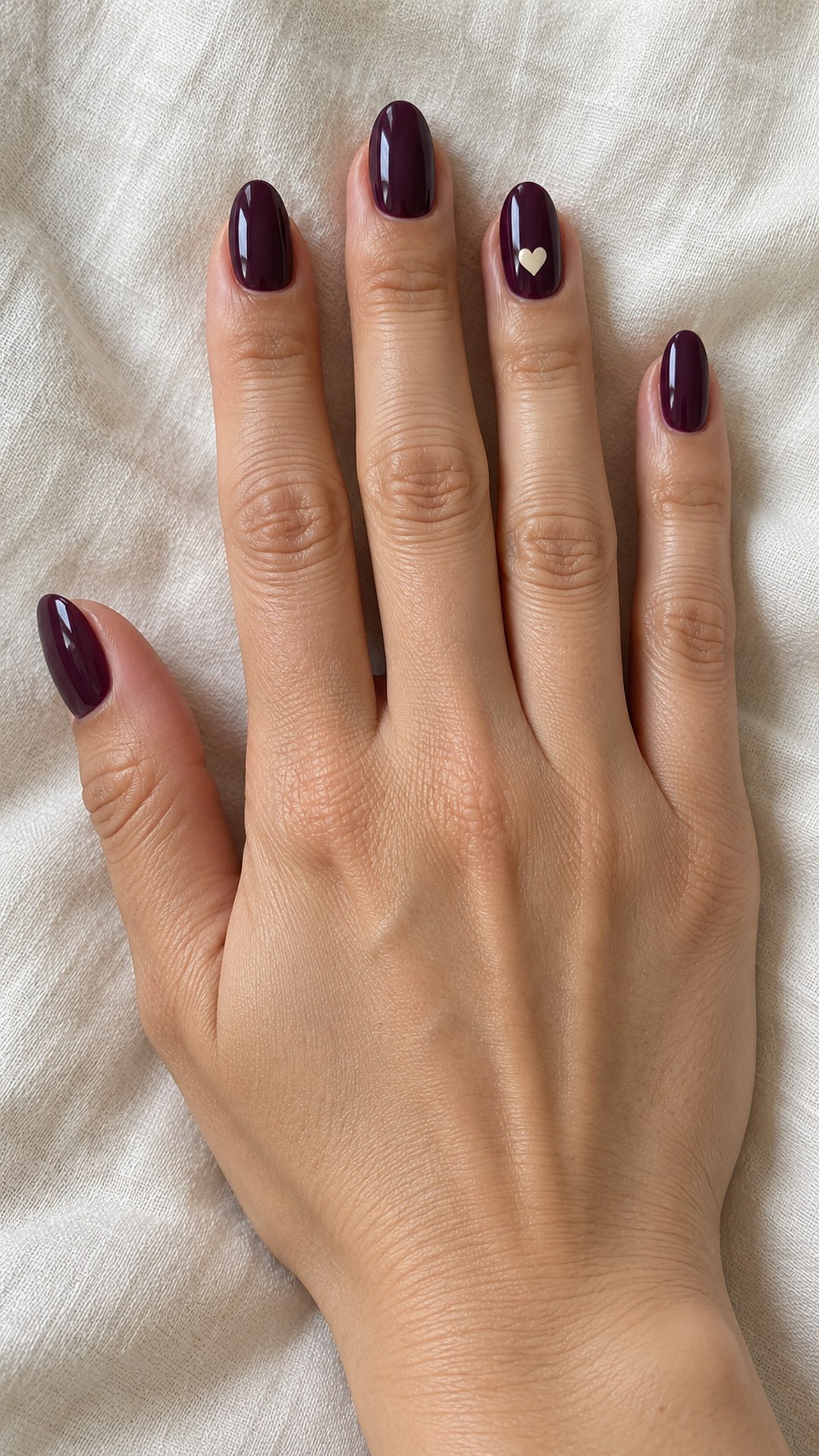 dark purple nails — Aubergine with a Small Heart