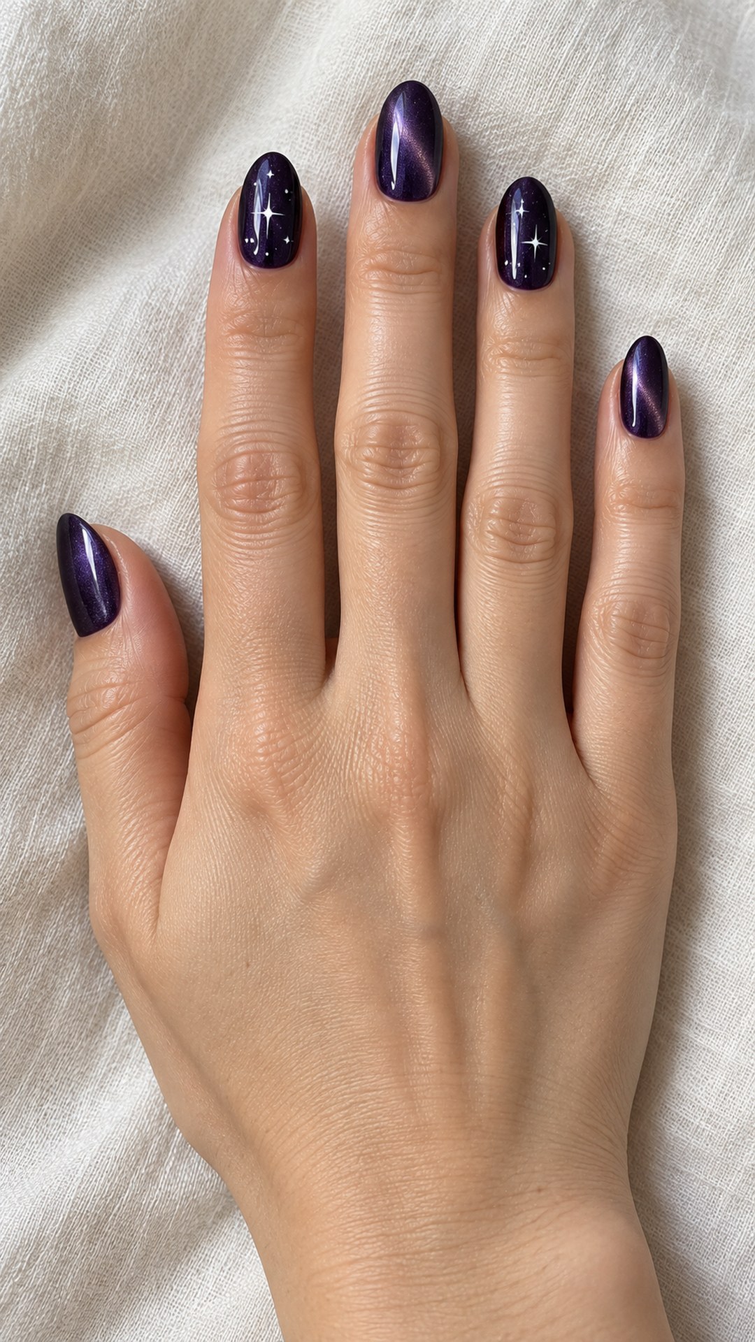 dark purple nails — Dark Purple with Fine White Stars