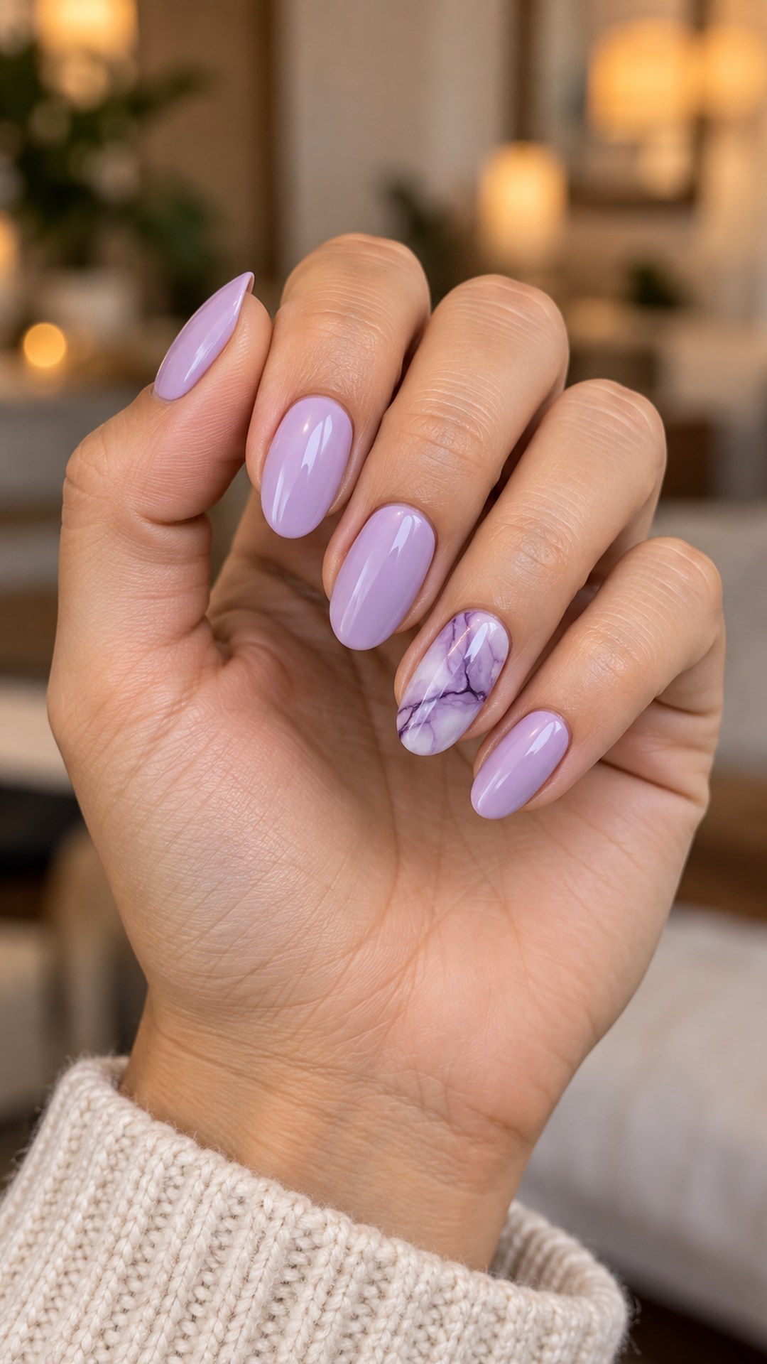 purple nail designs — Purple Marble Accent