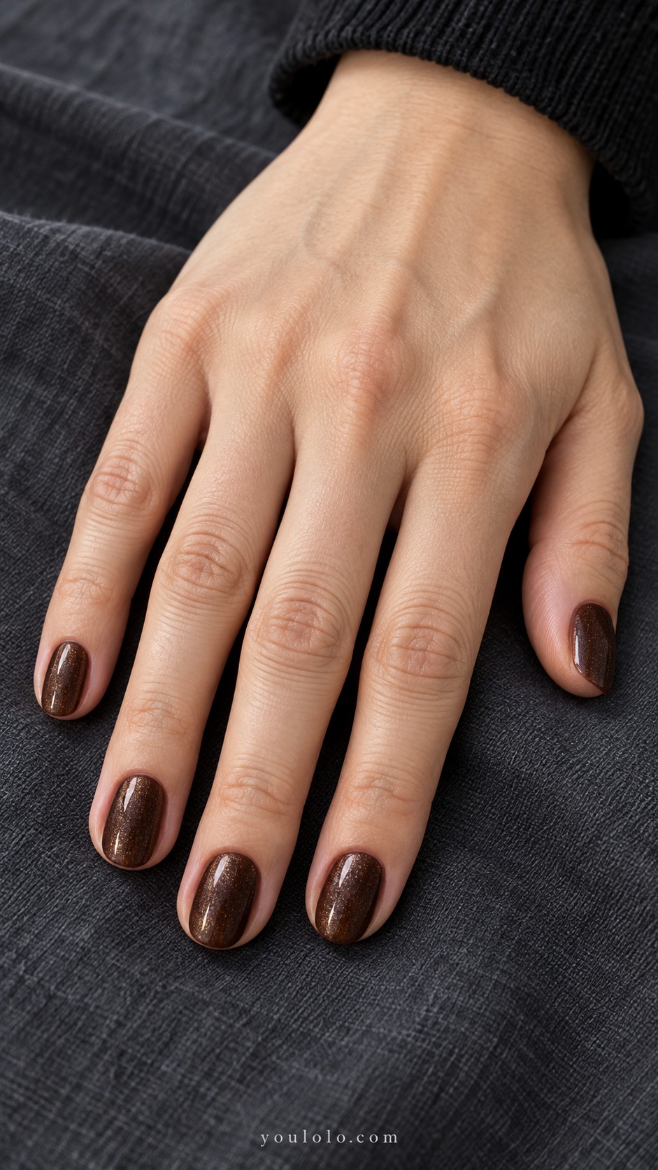New Year nails — Chocolate with Gold Glaze