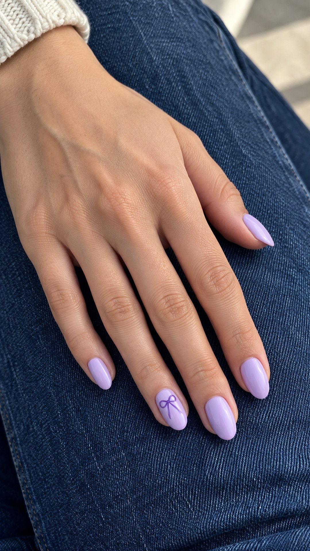 purple nail designs — Lilac Bow Detail