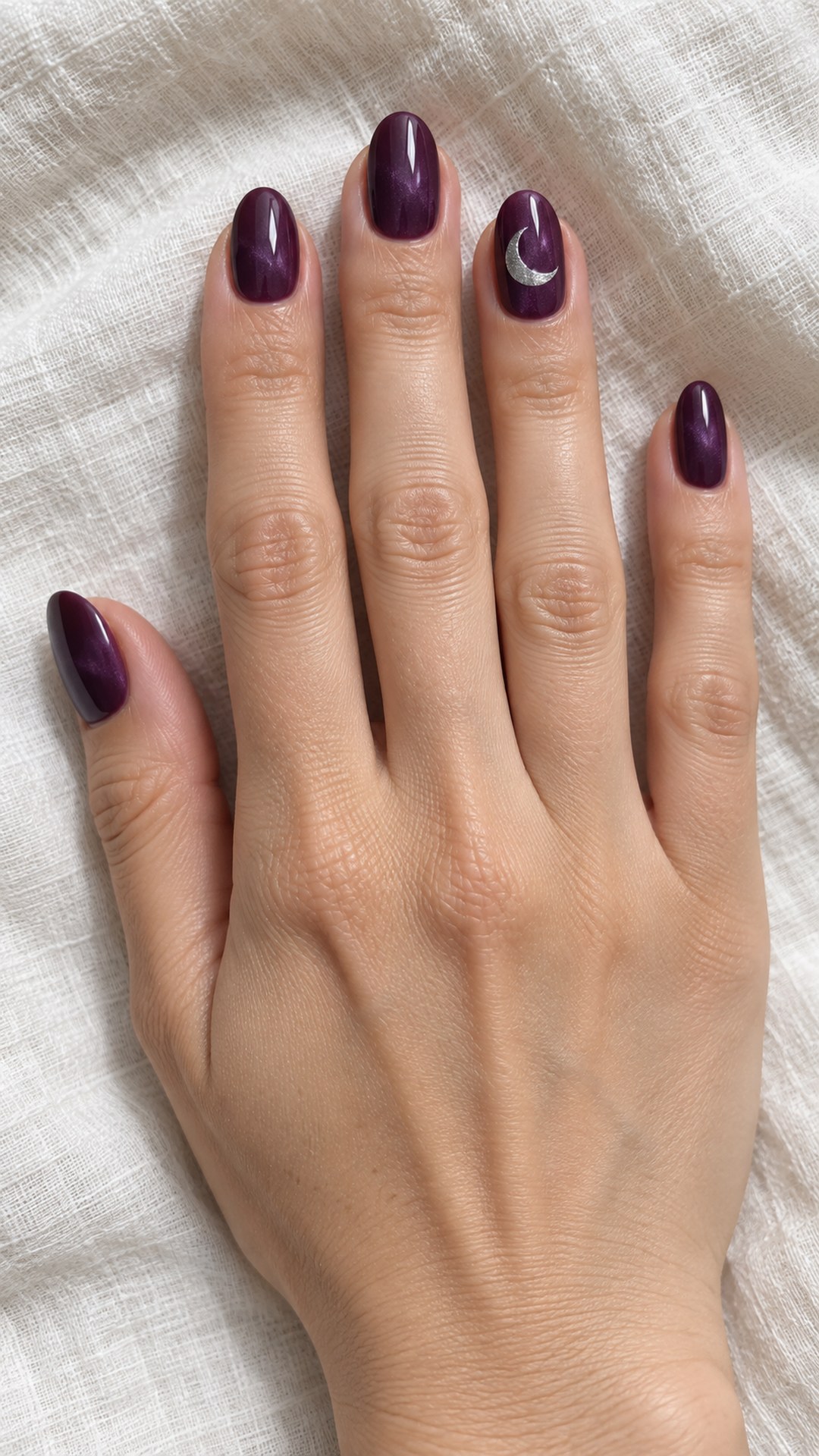 dark purple nails — Purple Crescent-Moon Accent