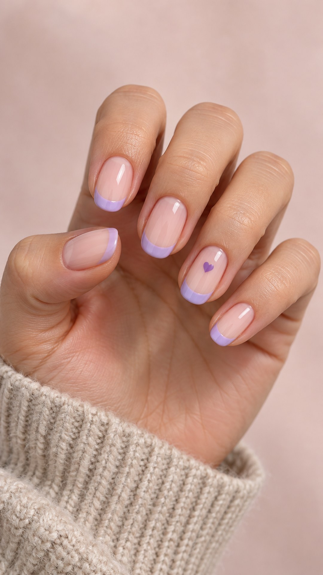 purple nail designs — Lavender Heart French