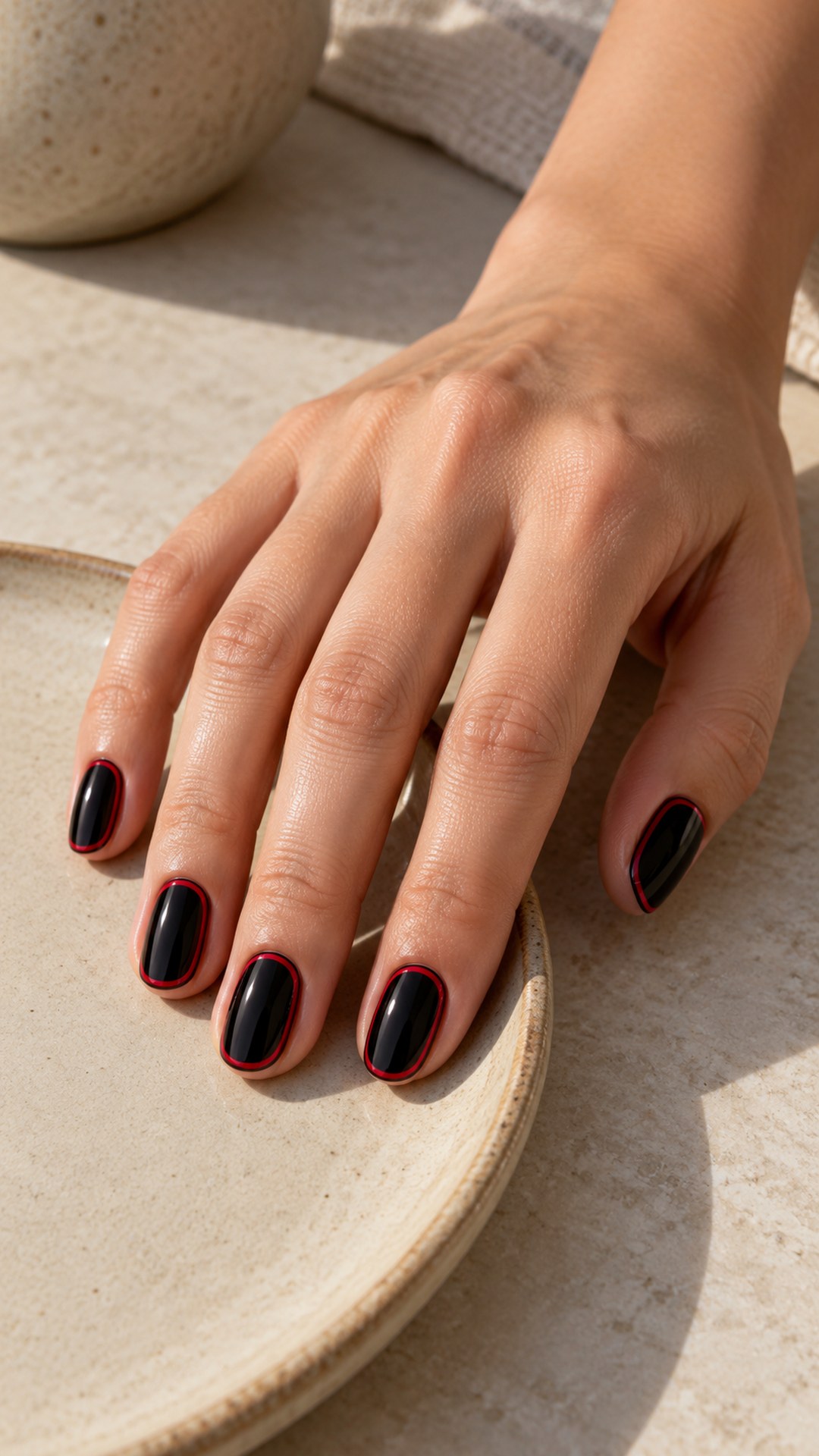 black and red nails — Black Nails with a Fine Red Frame