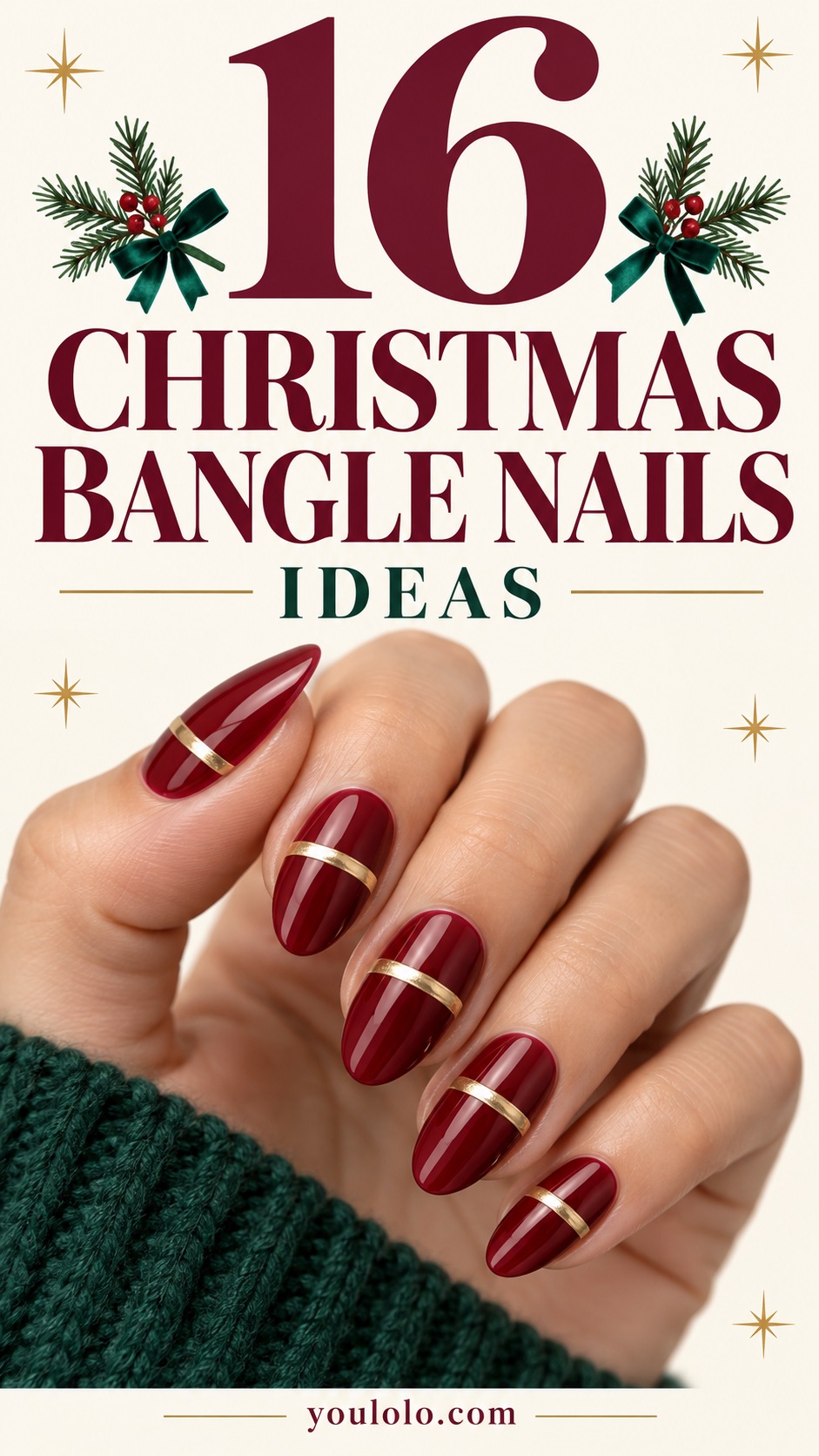 16 Christmas Bangle Nails with Jewelry-Inspired Bands