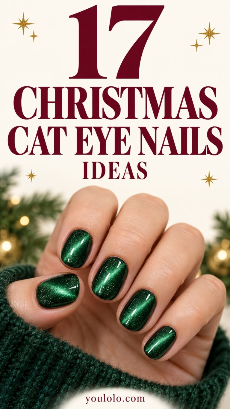17 Christmas Cat Eye Nails with Festive Magnetic Glow